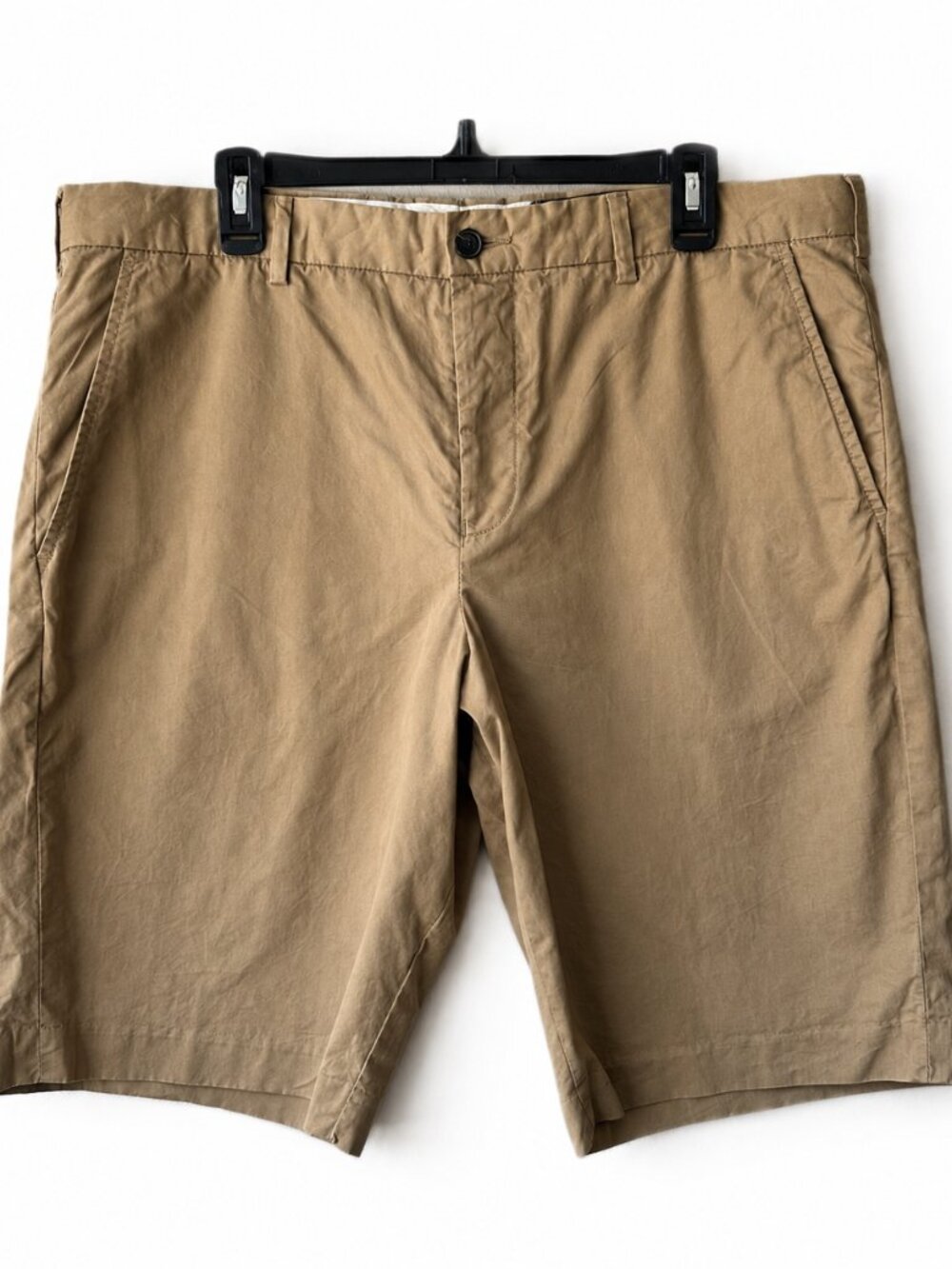 French Connection Men's Chino Shorts Size 36 Khaki Tan Flat Front Casual Cotton